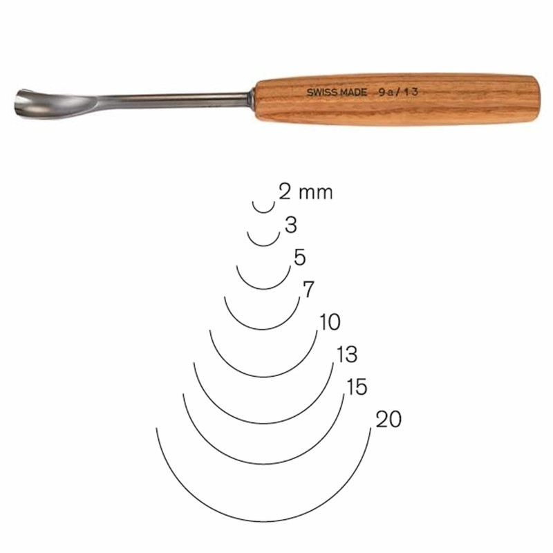 Spoon Gouge - Types:Full Size - Sweep:Number 9 - Size:7 mm